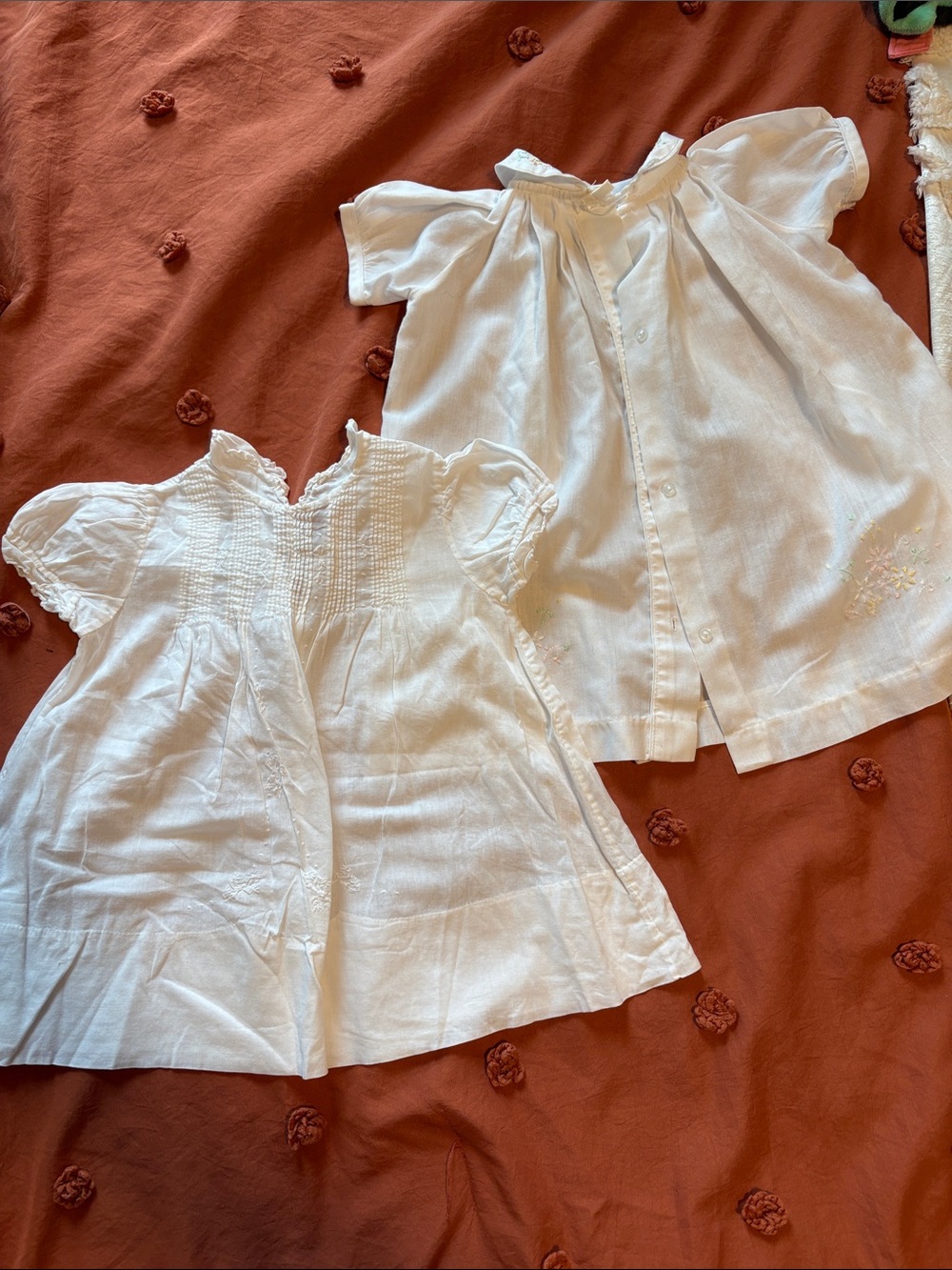 True vintage infant Cotton Smocked dresses- Set of 2
